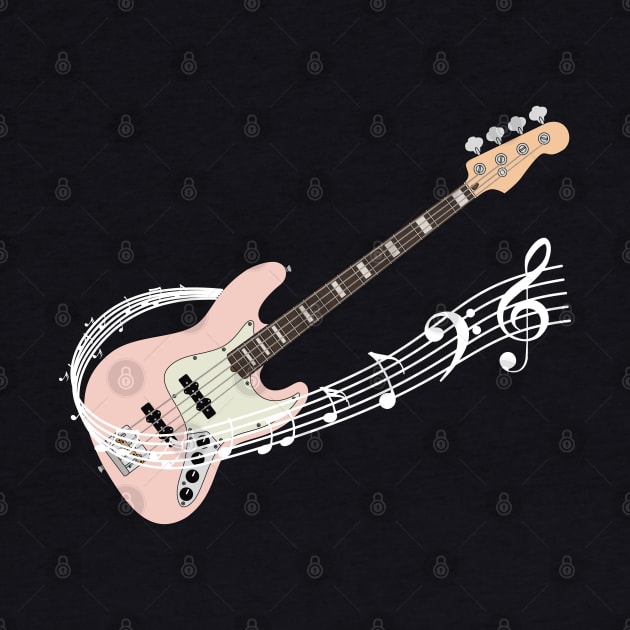 Music Staff Pink Bass Guitar by nightsworthy